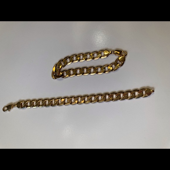 Unisex gold plated Cuban link bracelets, lobster closure - Picture 6 of 10